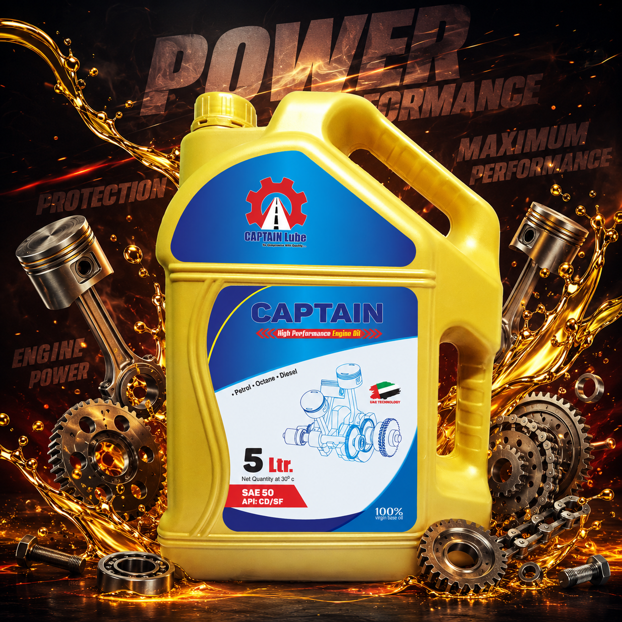 Captain High Performance Engine Oil SAE 50 API CD/SF – 5 Liter