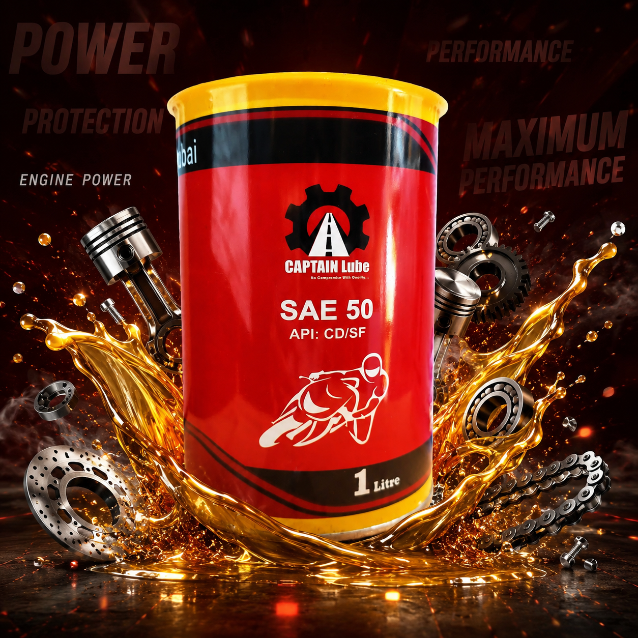 Captain Lube SAE 50 Engine Oil (API CD/SF) – 1 Litre