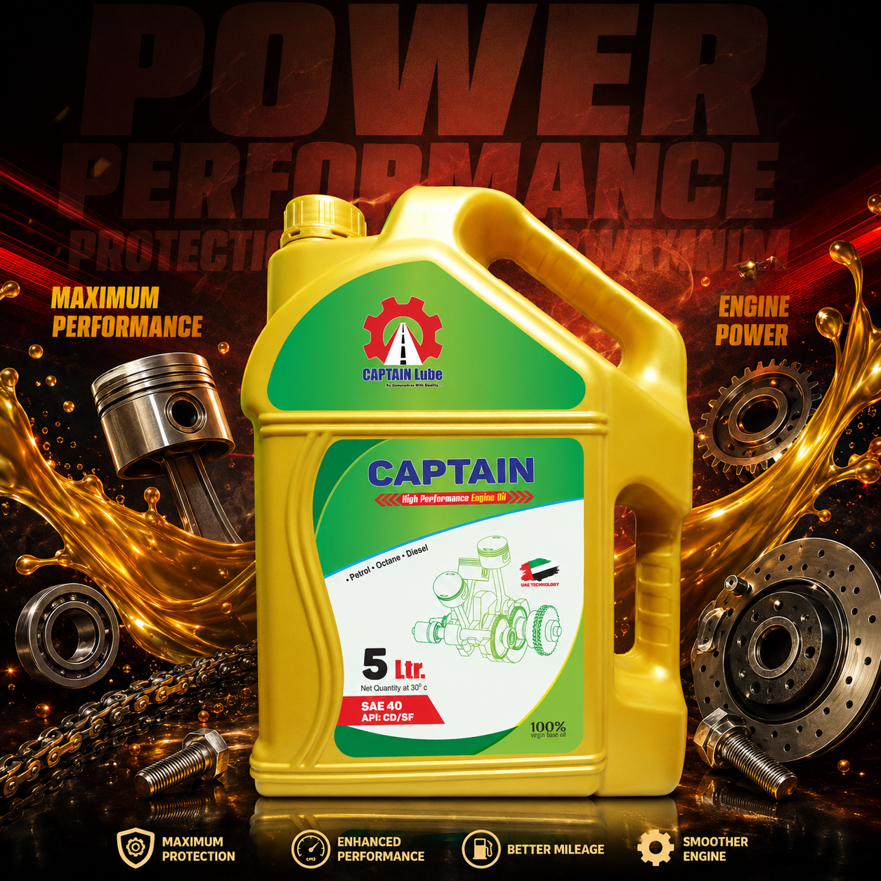Captain High Performance Engine Oil SAE 40 API CD/SF – 5 Liter