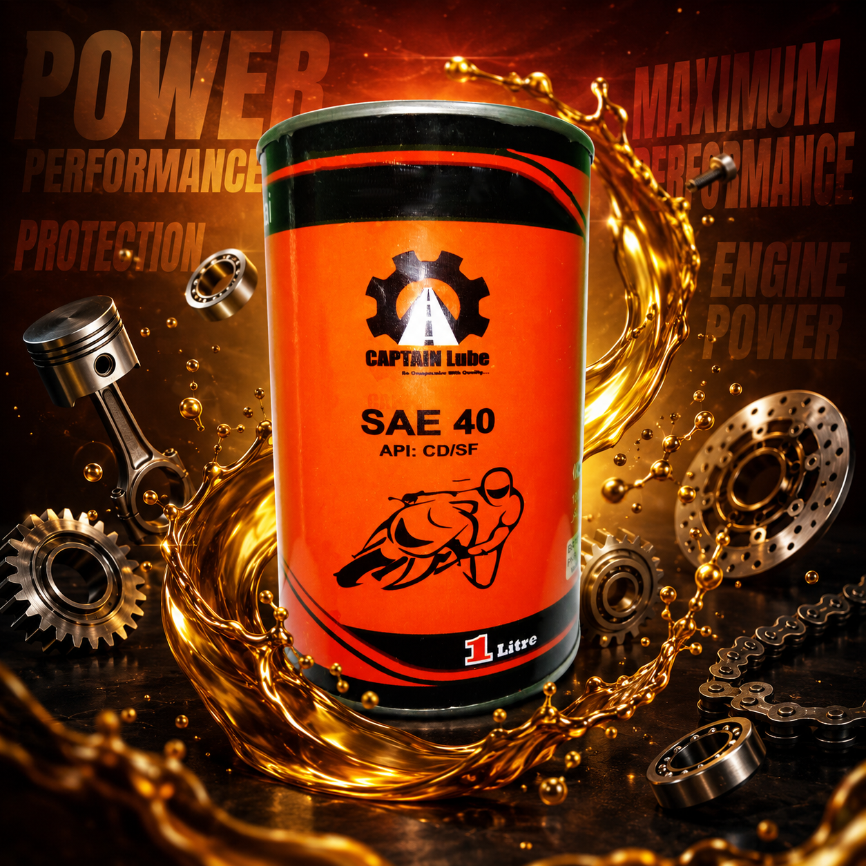 Captain Lube SAE 40 Engine Oil (API CD/SF) – 1 Liter